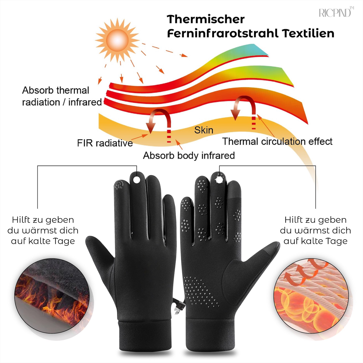 RICPIND Titan Ionisiert Fern Infrarot Therapie ArthritisRelief Handschuhe