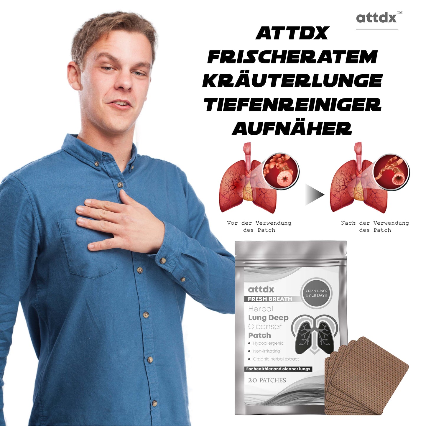 ATTDX FrischerAtem Kräuterlunge Tiefenreiniger Aufnäher