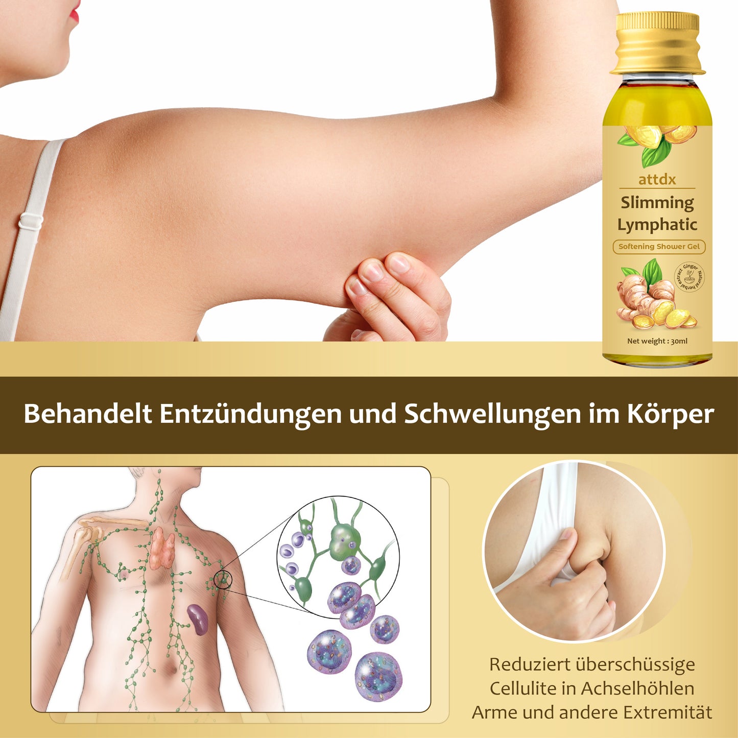 ATTDX Schlankmachendes Lymphatisches Erweichendes Duschgel