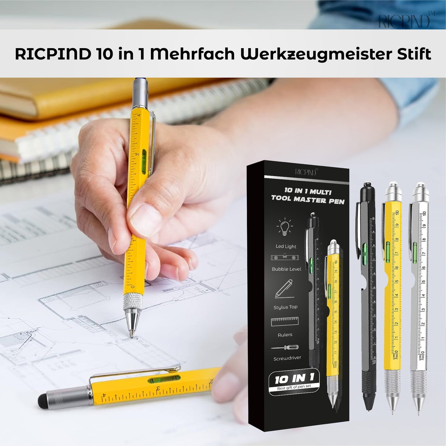 RICPIND 10 in 1 Mehrfach Werkzeugmeister Stift