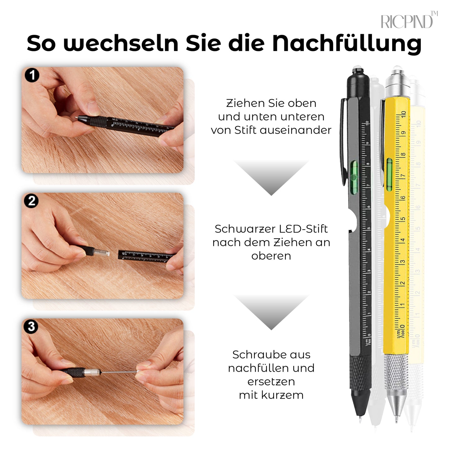 RICPIND 10 in 1 Mehrfach Werkzeugmeister Stift