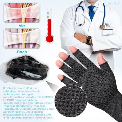 RICPIND Nervenentlastung Karpaltunnel Anti-Arthritis Kompression Fingerlose Handschuhe