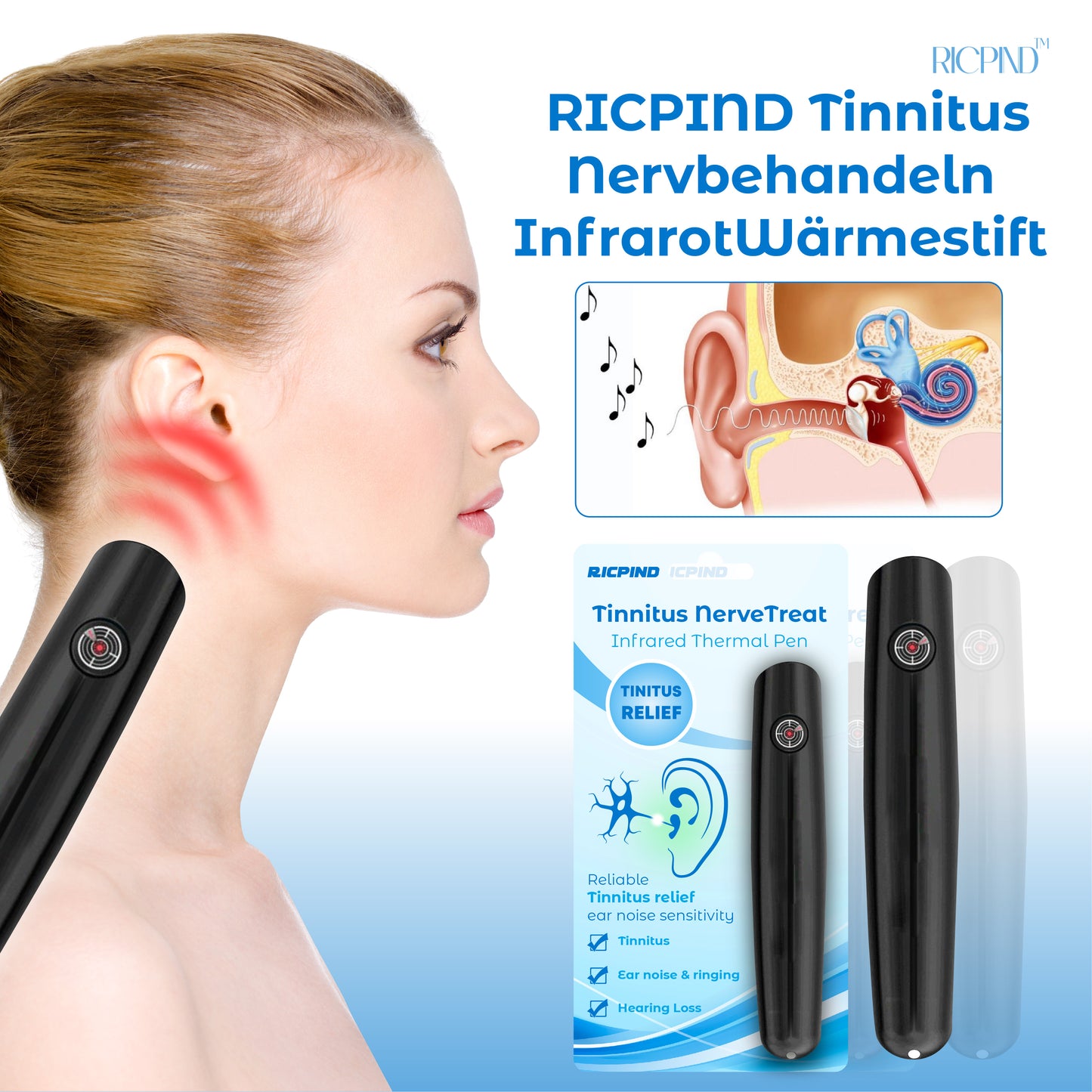 RICPIND Tinnitus Nervbehandeln InfrarotWärmestift