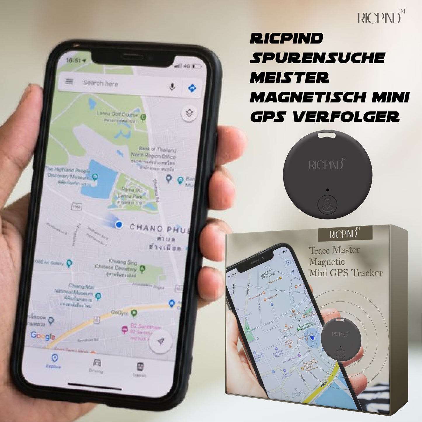 RICPIND Spurensuche Meister Magnetisch Mini GPS Verfolger