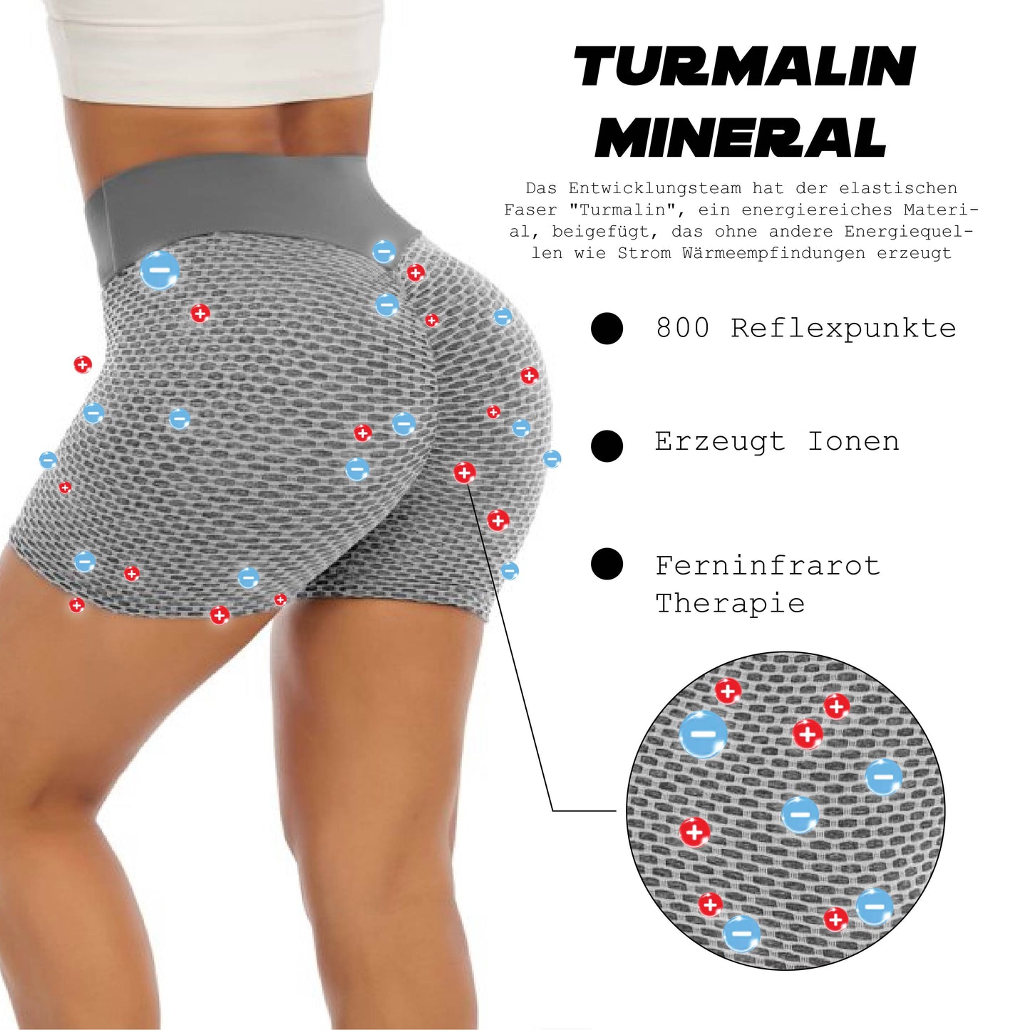 Ricpind IONSchlank Körperformung Turmalin Heben Kurze Hosen