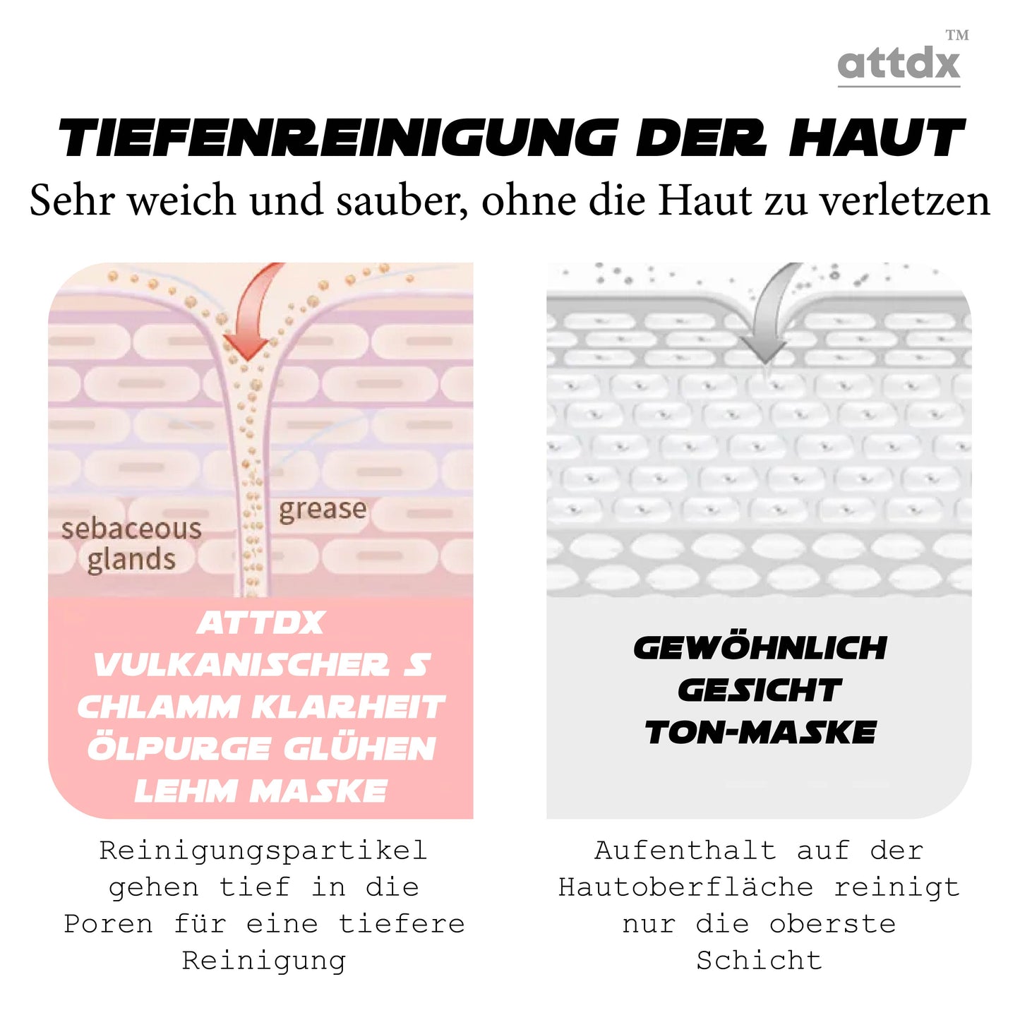 ATTDX Vulkanischer Schlamm Klarheit ÖlPurge Glühen Lehm Maske